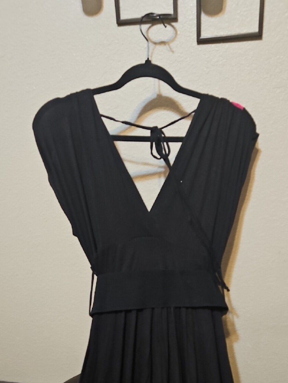 FunFash Black Maxi Dress with Bright Pink and Light Pink Panels - Picture 6 of 9